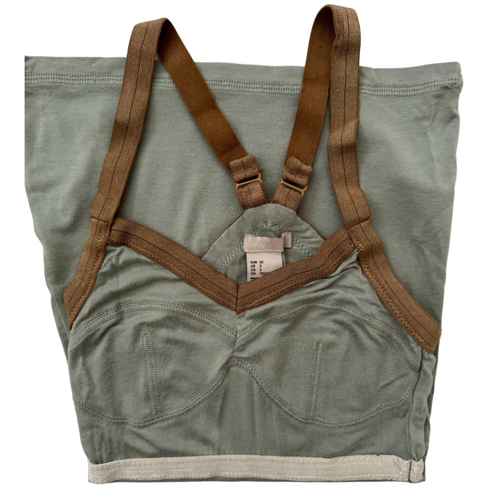 H&M Olive Green/Slate Strappy Top - Size 2
